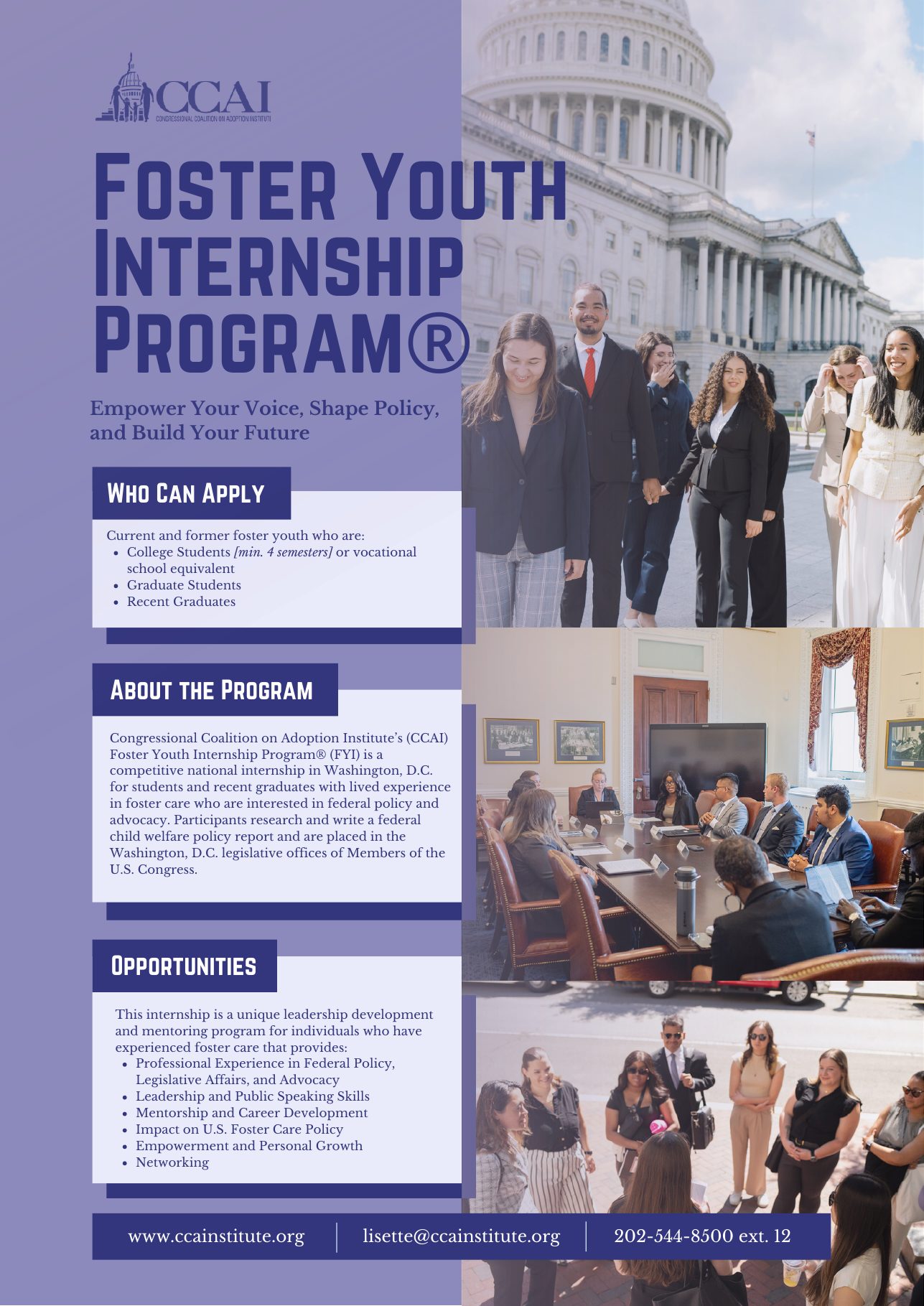 CCAI Foster Youth Internship Program flyer